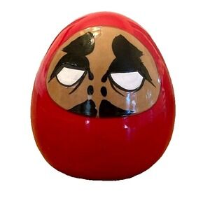 Ceramic Japanese Daruma‎ Figurine Coin Bank Good Luck Gift